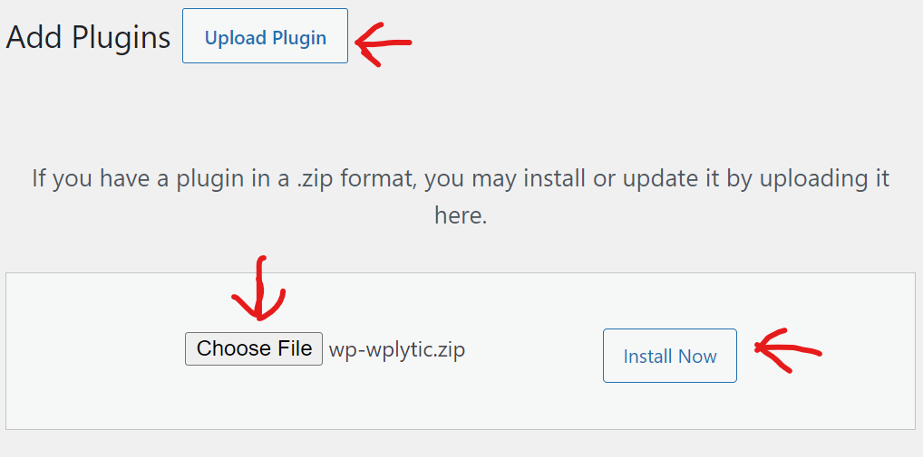 Upload wp-wplytic.zip